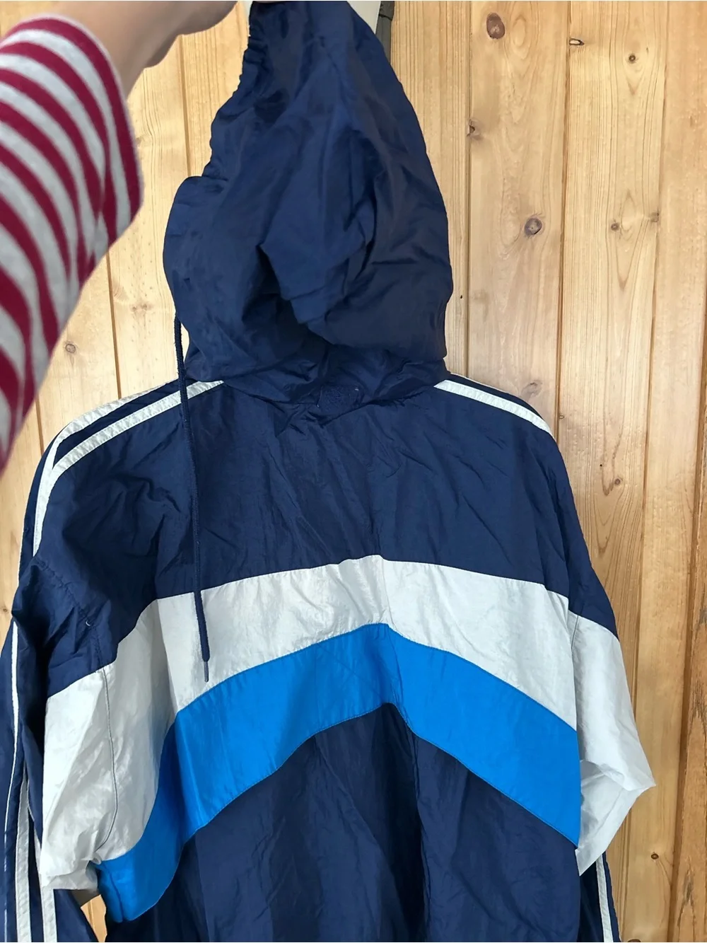 Vintage adidas Blue and White Windbreaker Jacket Size Large